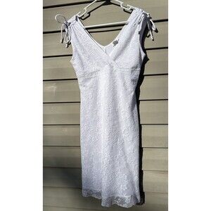 Taboo Vintage Y2K White Babydoll Dress Sz L Fairy Lace Embroidered Cottage Fairy